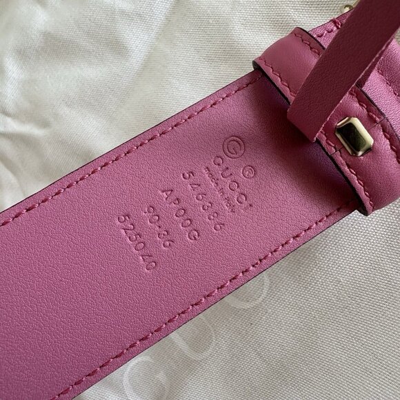 NEW GUCCI PINK INTERLOCKING BELT SILVER GG Size 90 Cm 36 In